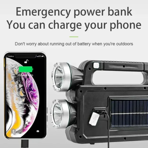 HNB-7718-3W مصباح التخييم 4 في1، شحن بالطاقة الشمسية و بطارية الطوارئ لشحن الهاتف